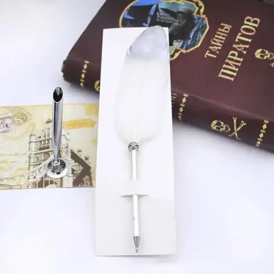 Produktbild von Vintage Kalligraphie Feder Set mit 5 Schreibfedern Tintenfeder Stift Kalligraphie-Set Unterschrift Schreibset - Farbe: Weiß mit Kristall