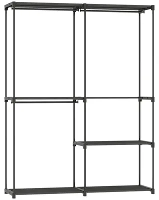 Obrázek produktu pro Přenosný věšák na oblečení s policemi z textilu | Barva: černá | Rozměry: 43 x 142 x 185 cm