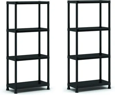 Produktbild von Keter Kunststoff-Steckregal Plus 60/4 – 2er-Set – 4 Böden – 60×30×135 cm – Schwarz