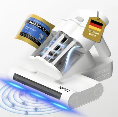 Produktbild von Milbensauger Matratze mit UV-C & HEPA Filter – Matratzensauger gegen Milben im Bett – Staubsauger gegen Hausstaubmilben für Allergiker – Milbensauger