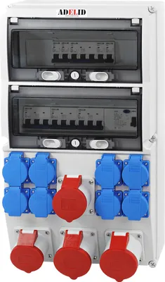 Produktbild von Baustromverteiler Wandverteiler 2x 32A 2x16A CEE Dose 8x230V Steckdose BALS Komplett FI LS Schalter