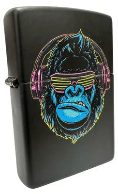Immagine prodotto di Accendino Zippo DJ Design Neon Gorilla effetto UV antivento a benzina
