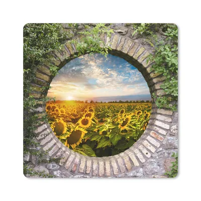 Produktbild von MuchoWow® Mauspad Mousepad Sonnenblumen - Ansicht - Blumen - Sonne 20x20 cm - Mousepads - Maus Mat - Pad - Mausunterlage - Desk Mat - Bureauartikeln