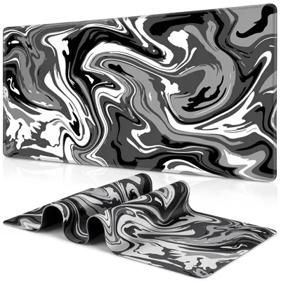 Image de Grand tapis de souris XXL, tapis de souris gaming avec bords renforcés, base en caoutchouc antidérapante, 900 x 400 mm, gris