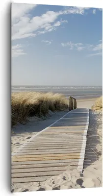 Produktbild von Bild auf Leinwand - Leinwandbild - Strand Meer Fußgängerbrücke Ufer - 65x120cm - Wand Bild - Wanddeko - Leinwanddruck - Bilder - Kunstdruck - Leinwand bilder - Wandkunst - PA65x120-2657