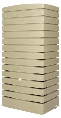 Produktbild von Eckige Regentonne Catania 210 Liter Sandstein aus UV- und witterungsbeständigem Material mit kindersicherem Deckel und Messinganschlüssen