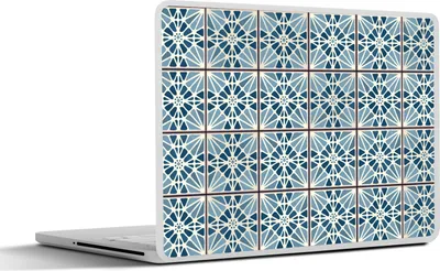 Produktbild von MuchoWow® Laptop Aufkleber Sticker Cover Blau - Muster - Kacheln 31x22.5 cm - Laptop-Deko