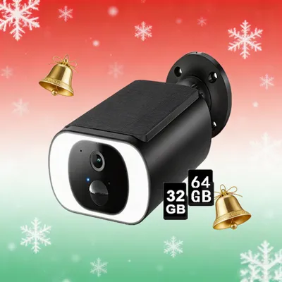 Image de caméra de surveillance extérieure 2K solaire - Caméra de surveillance extérieure Batterie sans fil avec panneau solaire, 2,4 GHz WLAN 32&64GB