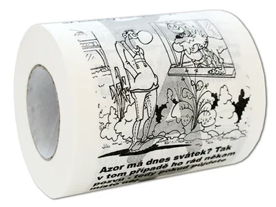 Obrázek produktu pro WC papír s kreslenými vtipy a gratulací