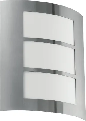 Produktbild von EGLO Außen-Wandlampe City, 1 flammige Außenleuchte, Wandleuchte aus Edelstahl in Silber, Kunststoff in Weiß, E27 Fassung, IP44