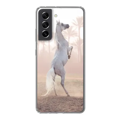 Produktbild von MuchoWow® Handyhülle Schutzhülle Hülle für Samsung Galaxy S21 FE Pferd - Sand - Palme Silikon Softcase Handy Hülle - Mobiltelefonhülle