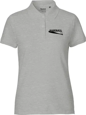 Produktbild von Huuraa Damen Polo Shirt Baseball Baseballschläger M Sport Grey Bio Baumwolle Fairtrade Poloshirt Geschenkidee