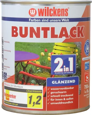 Produktbild von Wilckens Buntlack 2in1 RAL3000 Feuerrot glänzend 0,375l 10430000030
