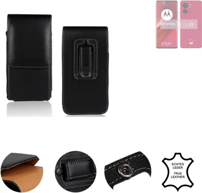 Produktbild von K-S-Trade Holster Gürteltasche Handy Hülle Schutzhülle kompatibel mit Motorola Edge 40 Handyhülle Leder schwarz, 1x