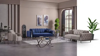 Produktbild von Sitzgruppe/Sofa Set - Wohnzimmergarnitur "Nox" 3+3+1-Hellgrau