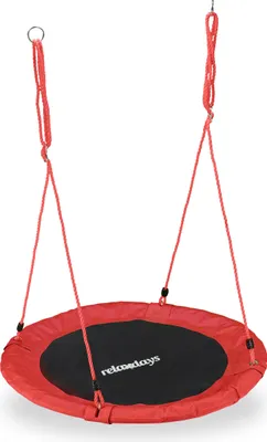 Produktbild von Relaxdays Nestschaukel, rund, für Kinder & Erwachsene, verstellbar, Ø 90 cm, Garten Tellerschaukel, bis 100 kg, rot
