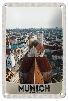 Produktbild von Blechschild Reise 12x18cm München Altstadt Deutschland Kirche Schild