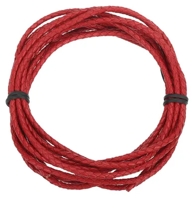 Image de Cordon tressé en cuir - Diamètre de 3 mm - Pour bracelets, colliers et fils de perles - Rouge foncé, longueur de 3 mètres