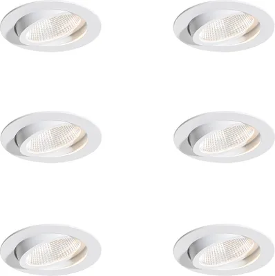 Produktbild von QAZQA Professional - Modern Set mit 6 Einbauspots weiß 9,5 cm inkl. LED 1300 lm dimmbar IP23 - Gaius - Aluminium Rund - I (nicht austauschbare) LED