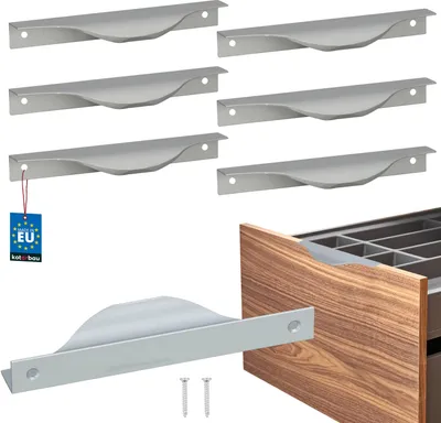 Immagine prodotto di KOTARBAU® Set di 6 maniglie per mobili Maniglie per mobili Maniglie per armadi 128 / 148 mm Maniglie per cucina in ZnAl Maniglie in argento Maniglia per anta per mobili Maniglia per profilo Maniglie per porta Maniglie per cassetti per cucina Maniglie per armadi da cucina Moderno