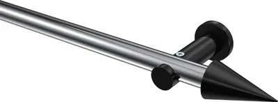 Produktbild von Interdeco Gardinenstange / Vorhangstange Chrom / Schwarz, Typ Platon Savio (Kegel) ohne Ringe, 20 mm Ø 1-läufig, 220 cm