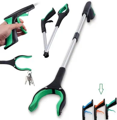 Image de Pince à déchets fermée pour personnes âgées et handicapées - Pince à déchets amovible avec aimant - 83 cm - Vert