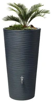 Immagine prodotto di GARANTIA NATURA 2in1 serbatoio per pioggia 210 litri grigio grafite incl. ciotola per piante
