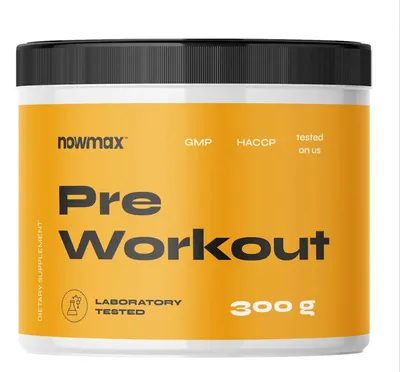 Produktbild von nowmax® Pre Workout 300 g – Fruchtgeschmack, Pre-Workout Pulver mit Citrullin, Beta-Alanin, Arginin, AAKG, Taurin, Tyrosin & Koffein