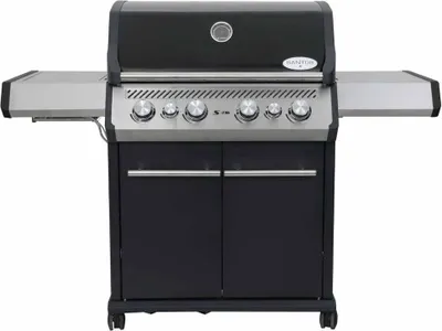 Produktbild von SANTOS Gasgrill S-418 mit 4 Hauptbrenner, Infrarotseitenbrenner & Heckbrenner | inkl. Drehspieß, Rostheber & Silikonablage | Schwarz