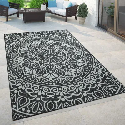 Produktbild von In- & Outdoor Teppich Balkon Terrasse Vintage Orientalisches Muster Ornamente Grösse 60x100 cm