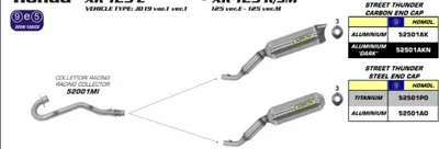 Immagine prodotto di Silenziatore posteriore Street Thunder Alluminio scuro, terminale in carbonio Arrow con ABE per Honda XR L 125 ccm anno 2004 - 2005