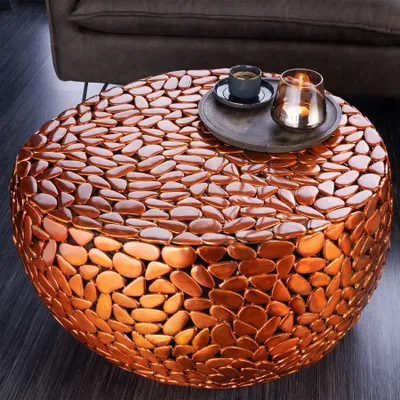 Produktbild von riess-ambiente Runder Couchtisch STONE MOSAIC 75cm kupfer Metall Mosaik Beistelltisch Tisch