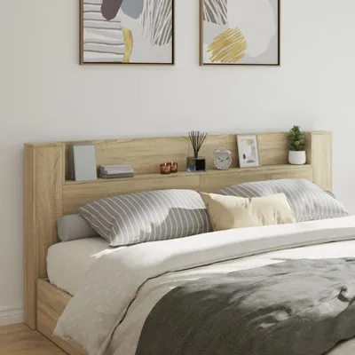 Produktbild von Design LED-Kopfteil mit Ablagen Sonoma-Eiche 220x16,5x103,5 cm, Kopfteile 2024 Neu