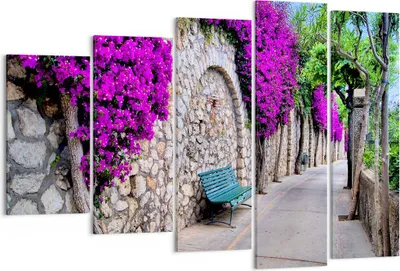 Produktbild von Bild auf Leinwand - Leinwandbild - Pflanzen Bank Straße Sommer - 150x100cm - Wand Bild - Wanddeko - Leinwanddruck - Bilder - Kunstdruck - Wanddekoration - Leinwand bilder - Wandkunst - EG150x100-2790
