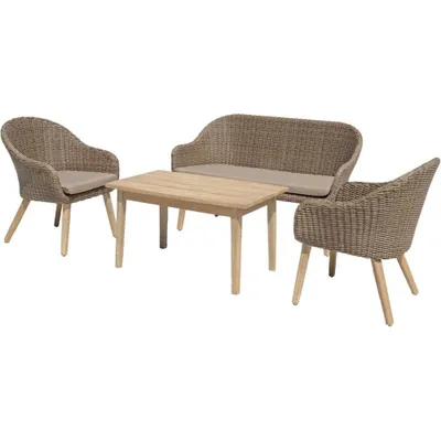 Produktbild von Garden Pleasure Sitzgruppe Pueblo, natur Kunststoff, Holz, 4-teilig