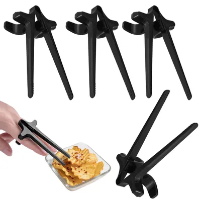 Snack-Fingerstäbchen 4er-Pack, Kunststoff, schwarz, für Chips & Snacks