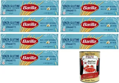 Produktbild von Barilla Pasta Spaghetti Senza Glutine Glutenfrei pasta nudeln, gluten free 7x 400gr+ Italian Gourmet polpa 400gr