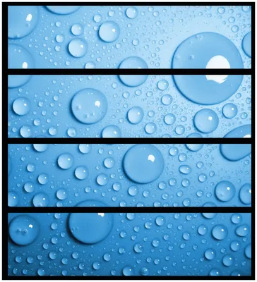 Produktbild von Wallario Möbelfolie / Aufkleber, geeignet für Ikea Malm Kommode mit 4 Schubfächern - Wassertropfen auf Blau