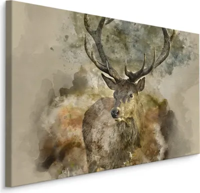 Produktbild von Fabelhafte Canvas LEINWAND BILDER 120x80 cm XXL Kunstdruck Tiere Hirsch Wild Grün