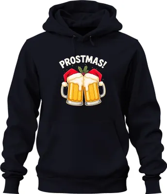 Produktbild von Prostmas Bierkrug Weihnachtsmann Bier Weihnachten lustig Geschenk Uni Hoodie Kapuzenpullover, Navy, M