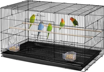 Produktbild von Vogelkäfig Stapelbarer Flugkäfig Breiter Käfige Mit Extra Viel Platz Für Papageien Sittiche 76 X 45,5 X 45,5 Cm, Schwarz – Schwarz