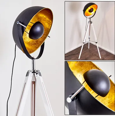Produktbild von Ghedi »Ghedi« Vintage Stehleuchte in Schwarz/Gold aus Metall