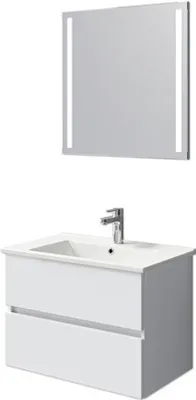 Produktbild von Pelipal Badmöbel-Set Cavallino BxHxT 75 x 200 x 45 cm Frontfarbe weiß hochglanz mit Keramik-Waschtisch weiß, Waschtischu