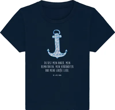 Produktbild von Mr. & Mrs. Panda Babyshirt Anker Blau 12. - 18. Monat - French Navy - Geschenk, Kleinkind Shirt, Kinder Top,  T-Shirt, Baby, Lustige Sprüche