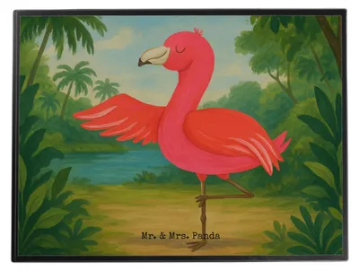 Produktbild von Mr. & Mrs. Panda Schreibunterlage Flamingo Yoga Design - Weiß - Geschenk, tischpad, Urlaub, Namaste, schreibtischunterlagen, Tischunterlage, Baum, Yogi, Rosa, Vogel