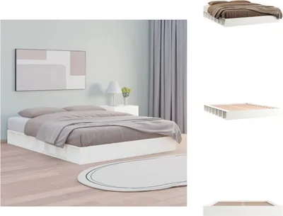 Produktbild von vidaXL Massivholzbett Weiß 150x200 cm -  Betten & Bettgestelle