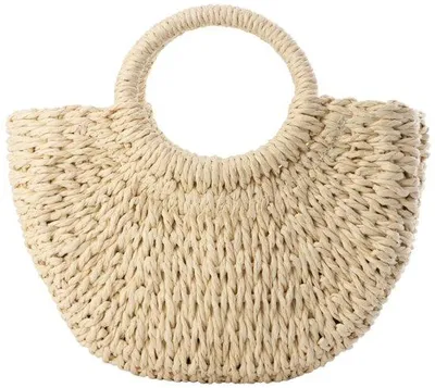 Produktbild von Beige Strohhandtasche für Frauen Sommer Strandtasche Tote Handtasche mit Bürstenfächer