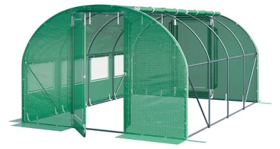 Immagine prodotto di Serra Tunnel TOOLPORT con porta a battente, 3x4m telo in PE 180g/m² verde trasparente