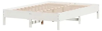 Produktbild von Massivholzbett aus Kiefer, Bettgestell für Schlafzimmer, Doppelbett mit Lattenrost, Weiß 120x200cm