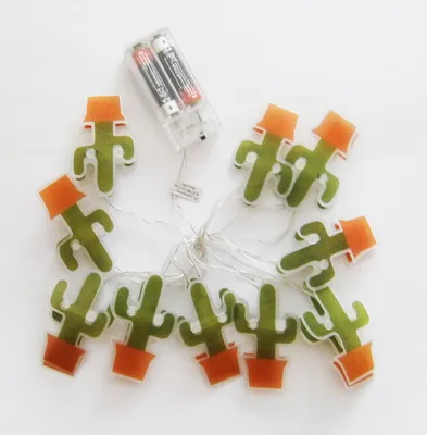 Produktbild von LICHTERKETTE 10x LED Folie 150cm batteriebetrieben Girlande Beleuchtung Licht Leuchte Party (Kaktus im Topf)